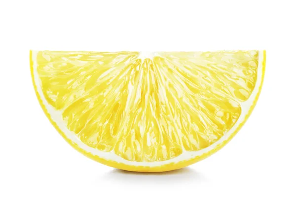 Single Slice Ripe Lemon Isolated White Background — Stock Photo, Image