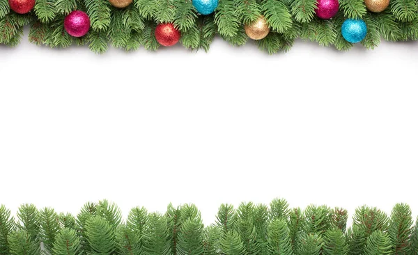 Kerstboom Met Ballen Als Achtergrond Met Frame — Stockfoto
