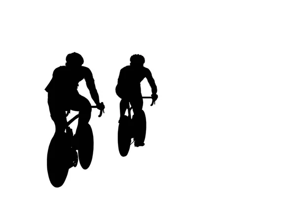 Silhouette Der Biker Isoliert Auf Weißem Hintergrund — Stockfoto