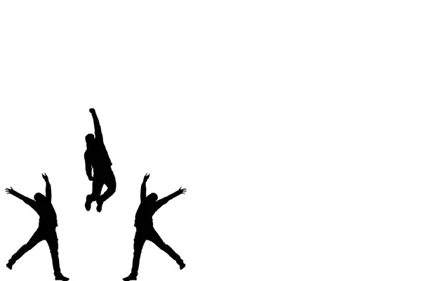 Silhouetten Von Menschen Erfolg Hüpfende Und Tanzende Menschen — Stockfoto