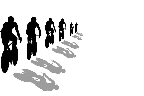 Izolované Siluety Cyklistů — Stock fotografie