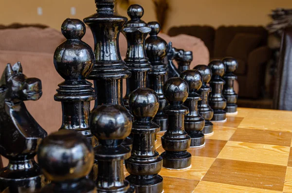 Zwart schaakstuk klaar speler een — Stockfoto