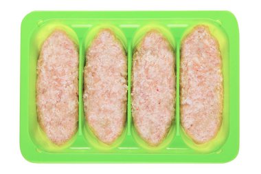 Kıyılmış et ürünleri kızartılmaya hazır.