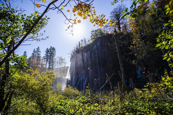 Wasserfall Herbstwald Natur Herbst — Stockfoto