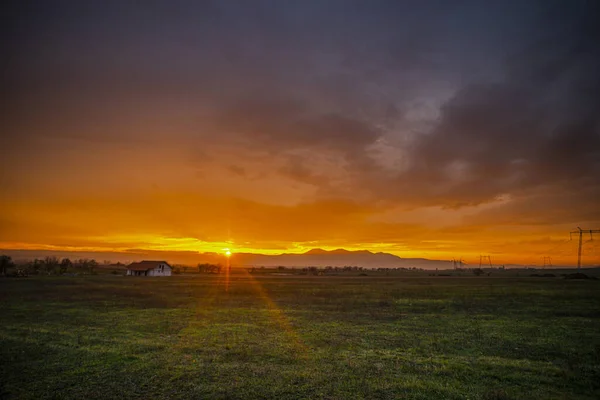 Sunset Sky Countryside Landscape Hills — Stock Photo, Image