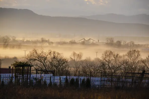 Tôt Matin Dans Campagne Nature Les Montagnes Paysage — Photo