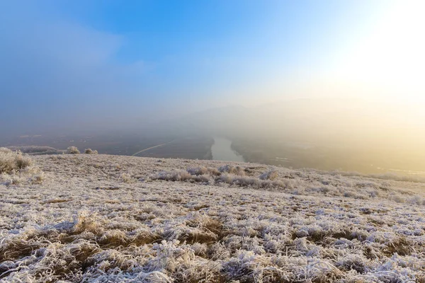 Зима Рано Вранці Калюжа Річка — стокове фото