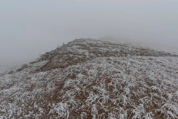 Скелястий Мороз Сільському Ландшафті Льодяний Туман — стокове фото