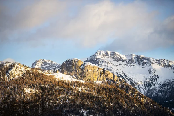 Klippiga Berg Träd Och Blå Himmel — Stockfoto
