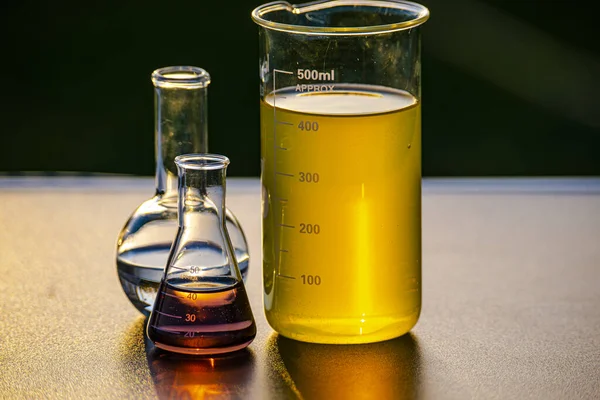 Tubos Vidrio Transparente Con Líquido Líquido Cristalería Química — Foto de Stock
