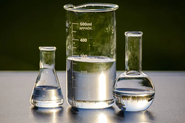 Tubos Vidrio Transparente Con Líquido Líquido Cristalería Química — Foto de Stock