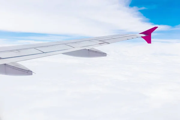 View Airplane Window Wing Airplane Flying Clouds — Stock Photo, Image