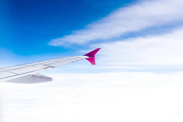 View Airplane Window Wing Airplane Flying Clouds — Stock Photo, Image