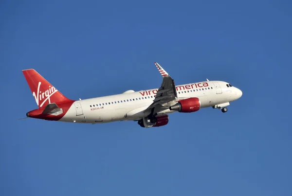 Virgin America jet, zdejmując — Zdjęcie stockowe