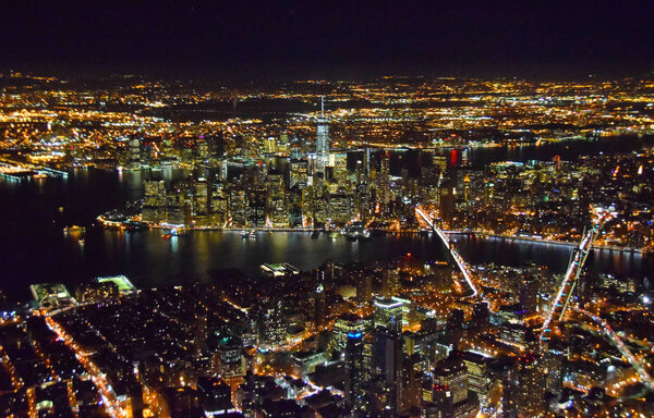 Aerial view of New York City nighttime