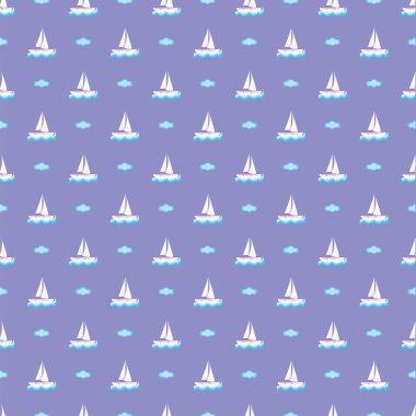 Gemi ve bulut tatil desen 