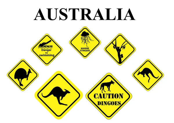 Ensemble de signes de vie sauvage australien — Image vectorielle