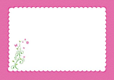 Taraklı kenarlıklı Pembe çiçek tasarım