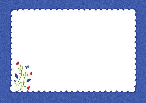 Bordure festonnée bleue avec motif floral — Image vectorielle