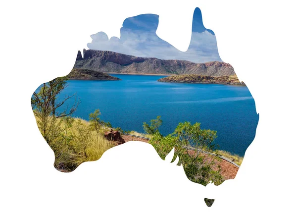 Australia mapa y Lago Argyle —  Fotos de Stock