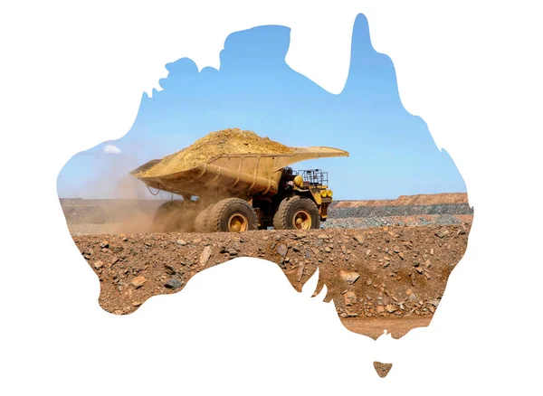 Těžební vůz s mapou Austrálie — Stock fotografie