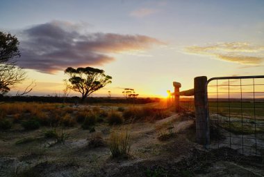 sunset in Australia with fence