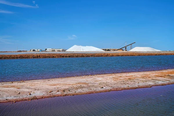 Mineração Sal Port Headland Austrália Ocidental Sal Está Sendo Extraído — Fotografia de Stock