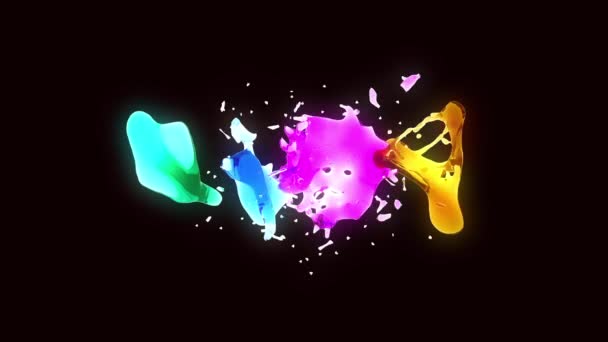 Colorful liquids on black — Stock Video