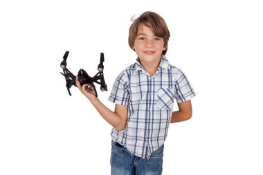 Onun uçağı ile mutlu çocuk