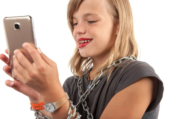 Smartphone addiction in childhood — Stock Photo, Image