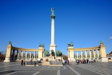 Budapeşte, Macaristan, 12 Mart 2018: Heroes Square (Hosok Tere) Kablosuz