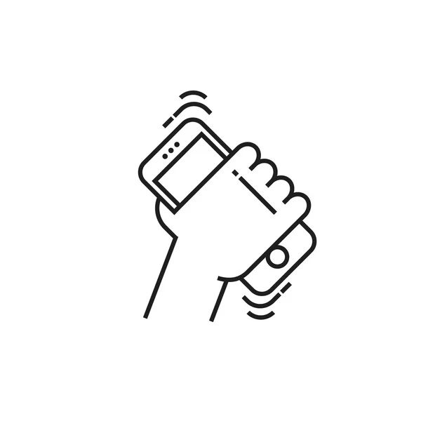 Smartphone in pictogram van een hand — Stockvector