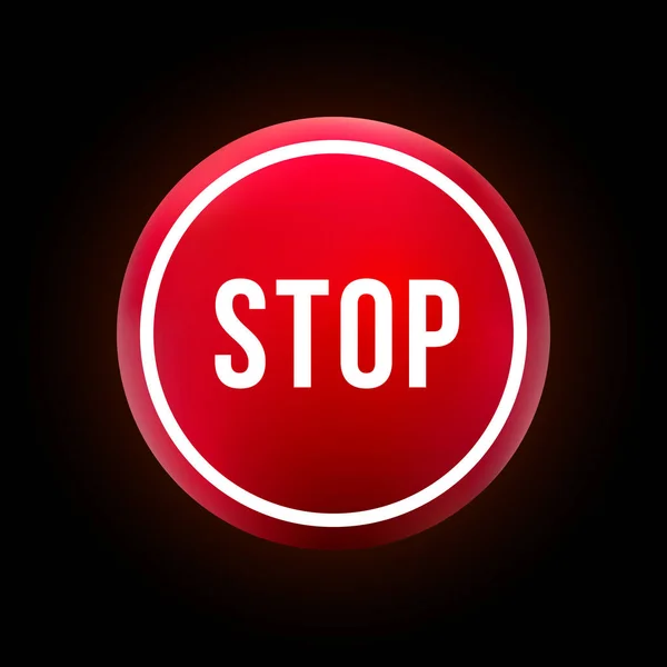 Rotondo rosso pulsante stop — Vettoriale Stock