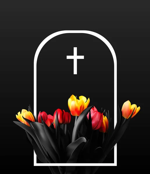 Kwiaty w tombstone — Wektor stockowy