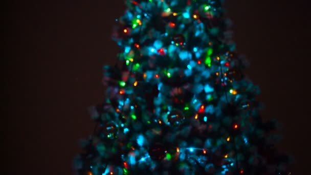 Christmas tree at night — Stock Video