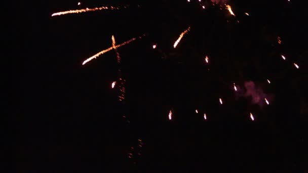 Potenti fuochi d'artificio nel cielo notturno — Video Stock