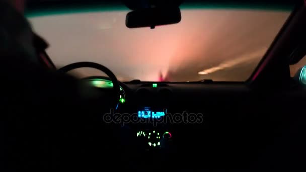 Riding on cars on the road at night timelapse video — Stock Video