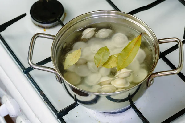 Dumplings boiled in a pot. — Stock Photo, Image
