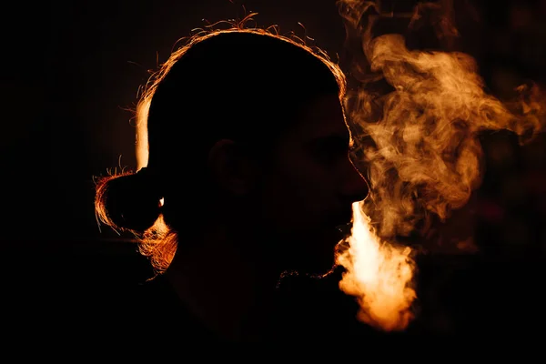 Mans head in the smoke — Stock Photo, Image