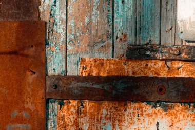 Renkli paslı metal duvar doku deseninin lekeli.