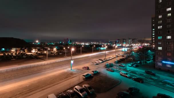 Nachtleven verkeer time-lapse video. — Stockvideo