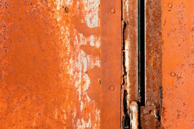 Paslı metal duvar doku deseninin lekeli.