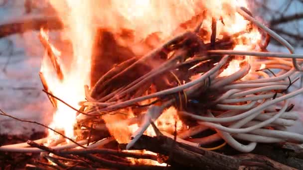 Wypalania drutu w ogień — Wideo stockowe