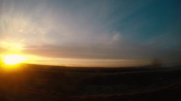 Sunset in the car window — Stock Video