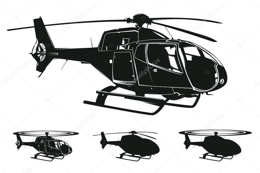 vector helicopter silhouettes