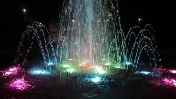 Fountain at night — Stock Video