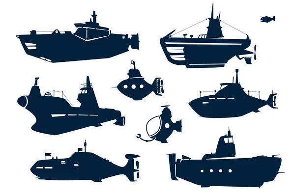 Silhouettes of submarines — Stock Vector