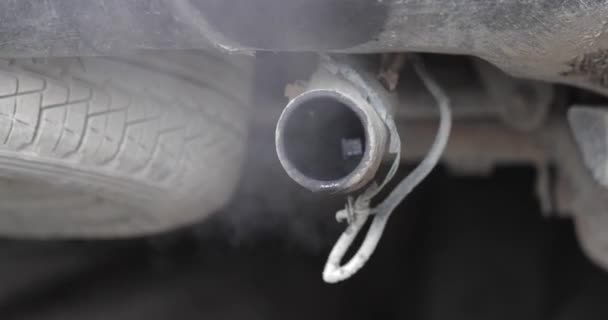 Humo del tubo de escape del coche — Vídeo de stock