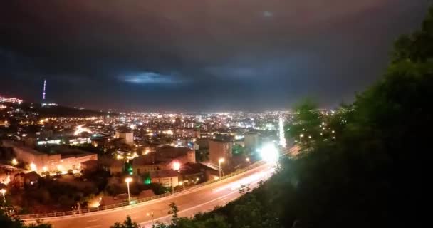 Tormenta eléctrica durante la noche Ereván, Armenia timelapse — Vídeo de stock