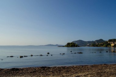 ıssız beach Corfu, Yunanistan.